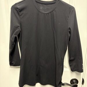 Figs Black Ribbed Long Sleeve Underscrub